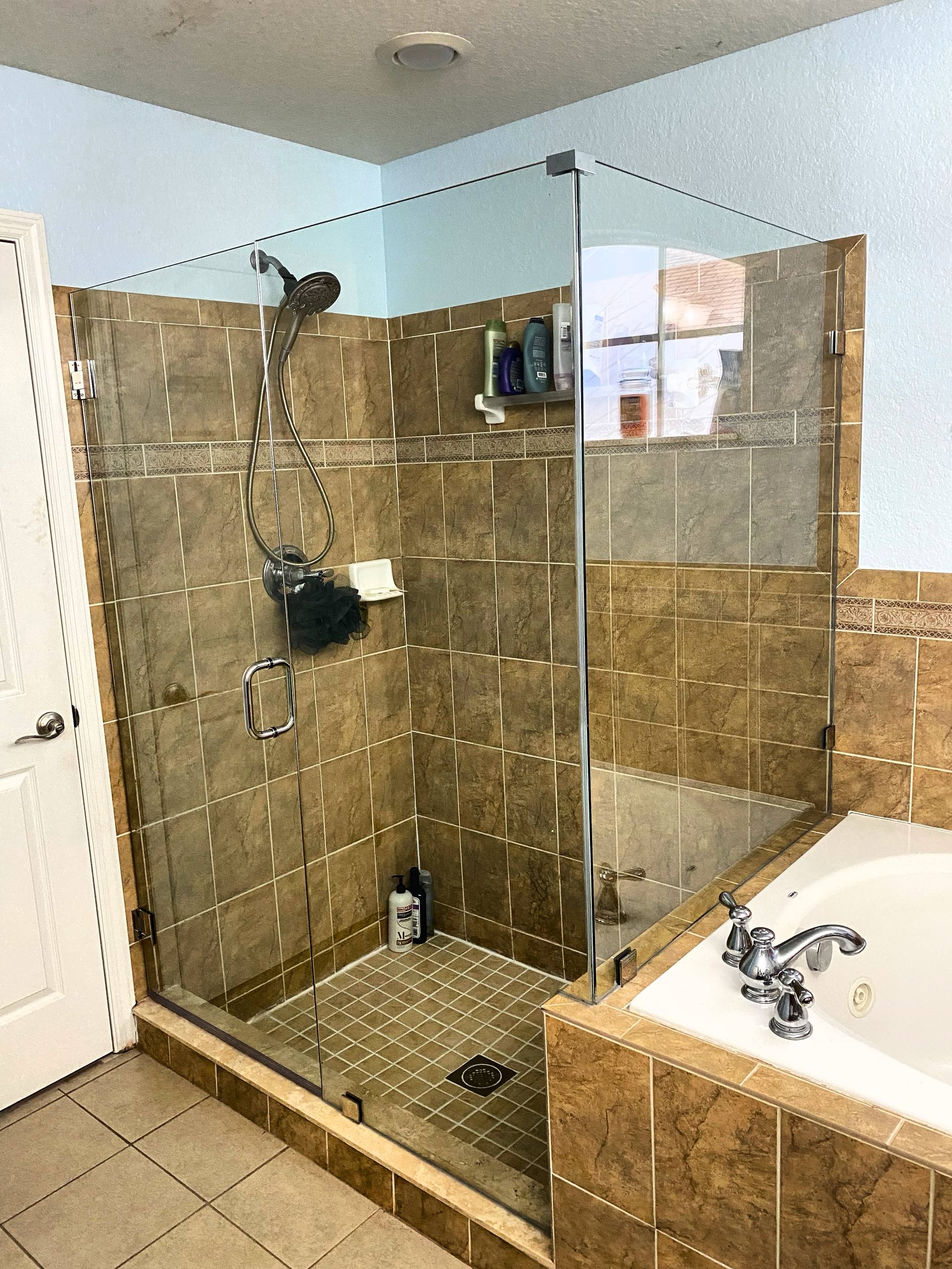 90-degree chrome shower enclosure